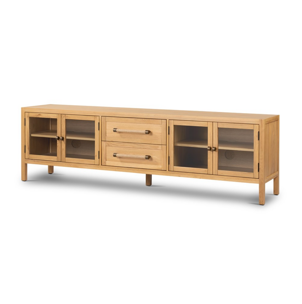 Lakshmi 84" Media Console Table - Light Oak Veneer