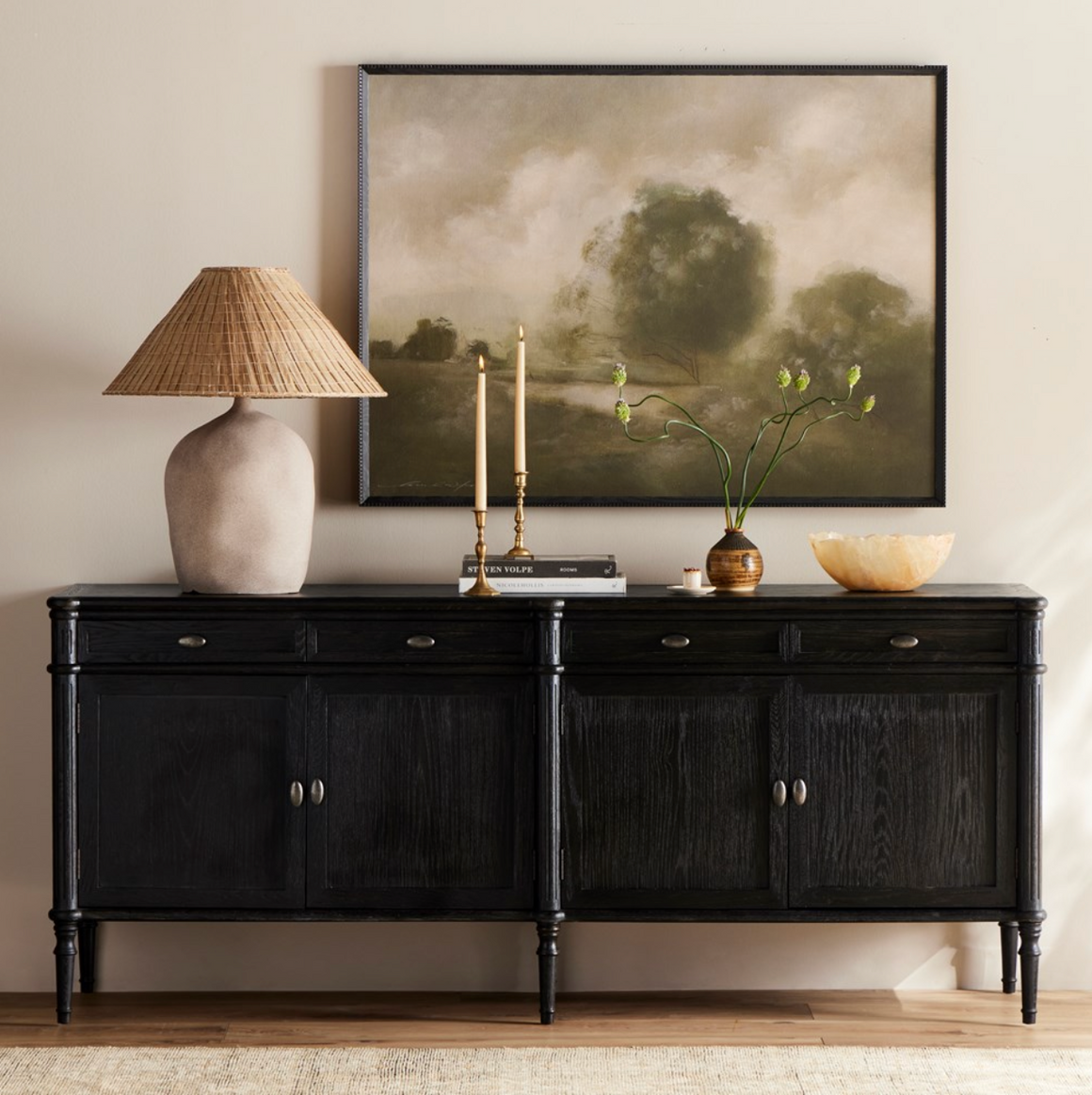 Laree 79" Sideboard - Distressed Black