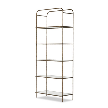 Sasha 42" Bookcase - Hammered Aged Brass