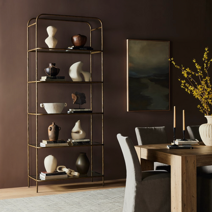 Sasha 42" Bookcase - Hammered Aged Brass