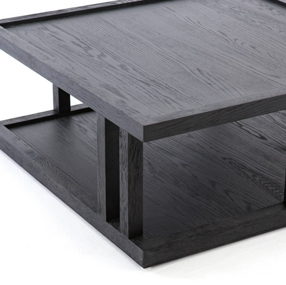 Gael 40" Square Coffee Table - Drifted Black
