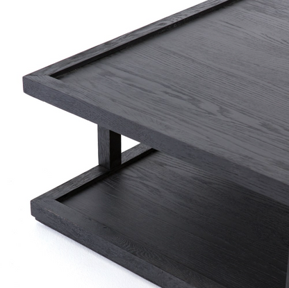 Gael 40" Square Coffee Table - Drifted Black