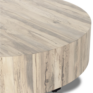 Nolan 55" Round Coffee Table - Bleached Spalted Primavera