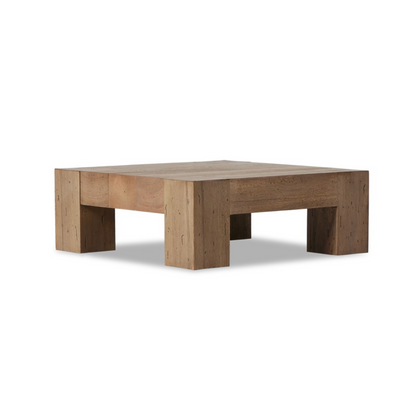Remy 40" Square Coffee Table - Rustic Wormwood Oak
