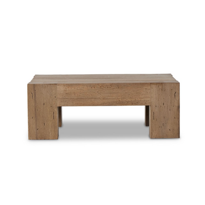 Remy 40" Square Coffee Table - Rustic Wormwood Oak