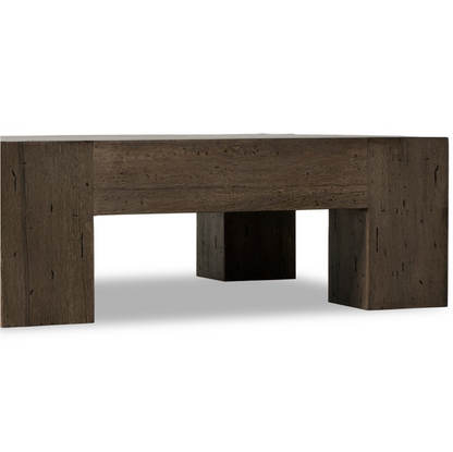 Remy 40" Square Coffee Table - Ebony Rustic Wormwood Oak