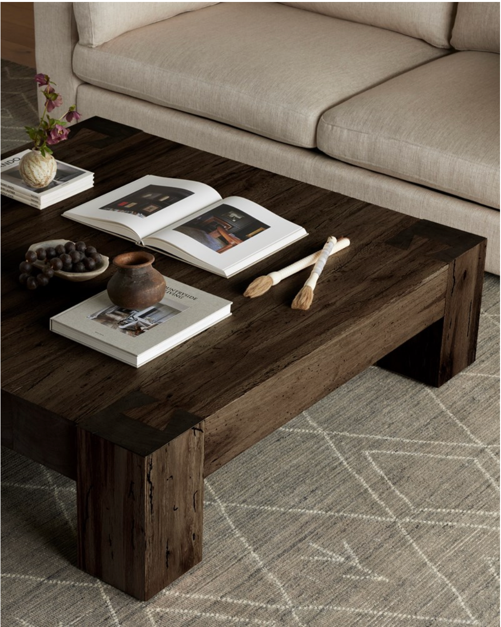 Remy 55" Coffee Table - Ebony Rustic Wormwood Oak