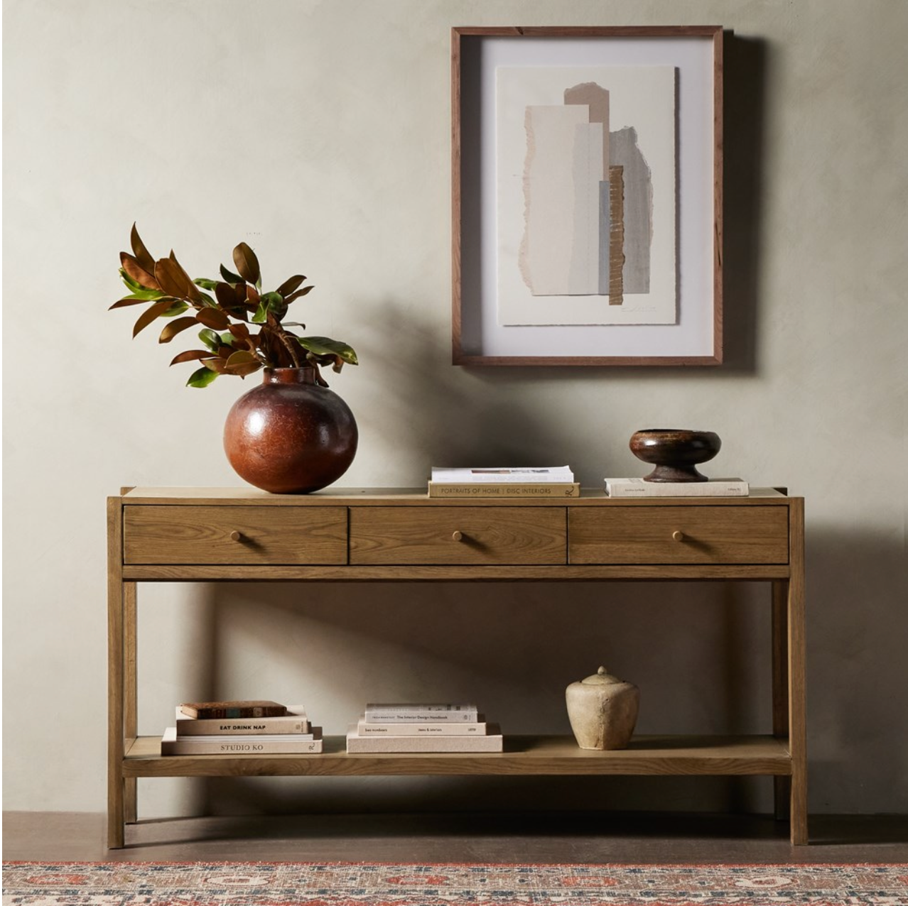 Avila 60" 3 Drawer Console Table - Tawny Oak