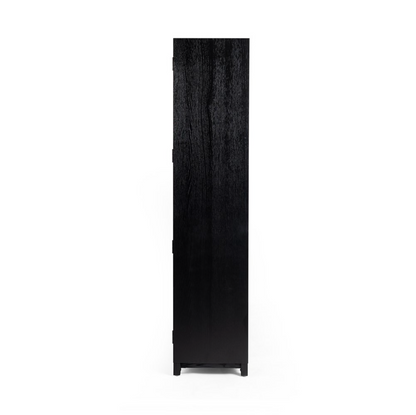 Kadence 47" Oak + Glass Door Cabinet- Matte Black + Oak