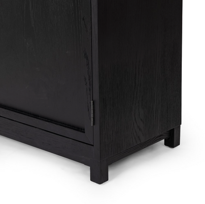 Kadence 47" Oak + Glass Door Cabinet- Matte Black + Oak
