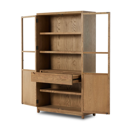 Kadence 47" Oak + Glass Door Cabinet - Drifted Oak