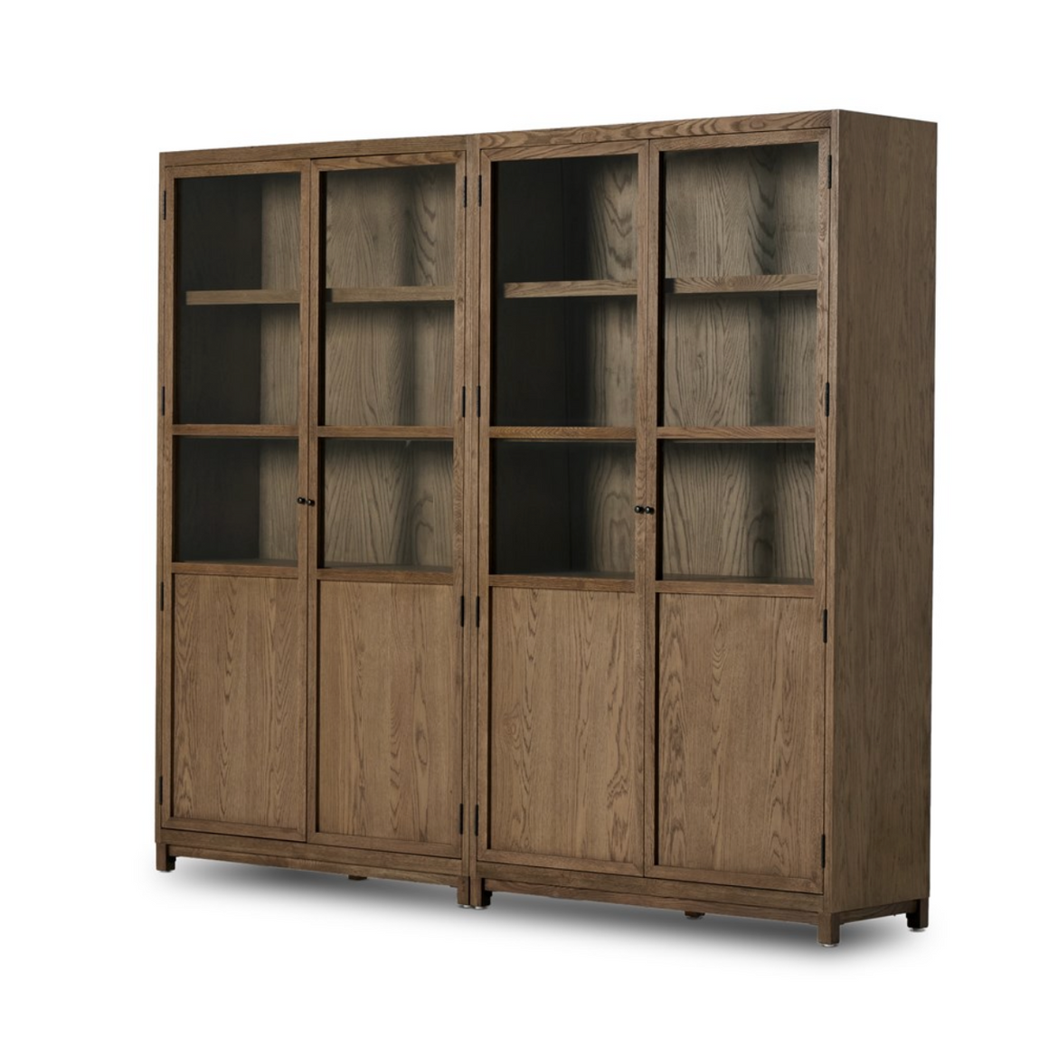 Kadence 94" Panel and Glass Door Double Cabinet - Drifted Oak