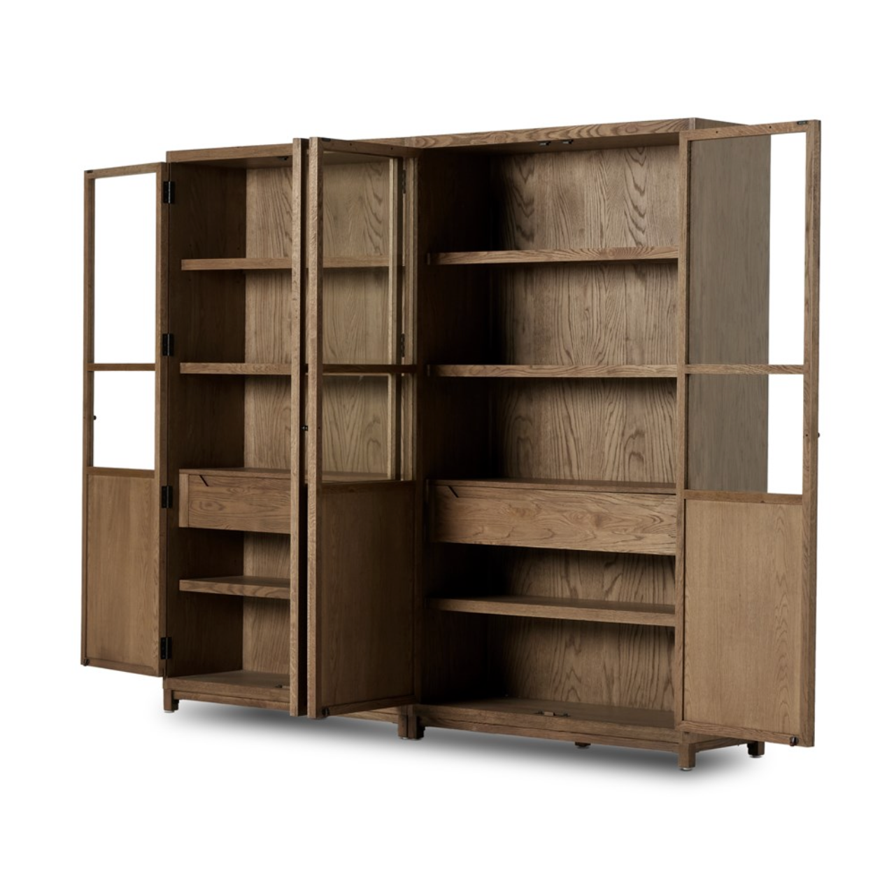 Kadence 94" Panel and Glass Door Double Cabinet - Drifted Oak