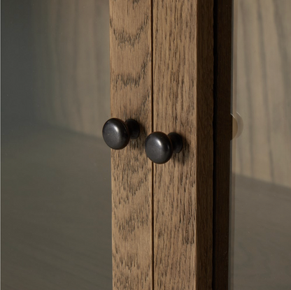 Kadence 94" Panel and Glass Door Double Cabinet - Drifted Oak