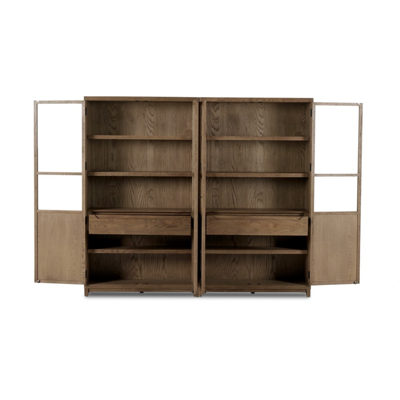 Kadence 94" Panel and Glass Door Double Cabinet - Drifted Oak