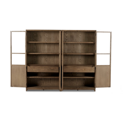 Kadence 94" Panel and Glass Door Double Cabinet - Drifted Oak