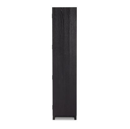 Kadence 95" Oak + Glass Door Double Cabinet - Matte Black + Oak