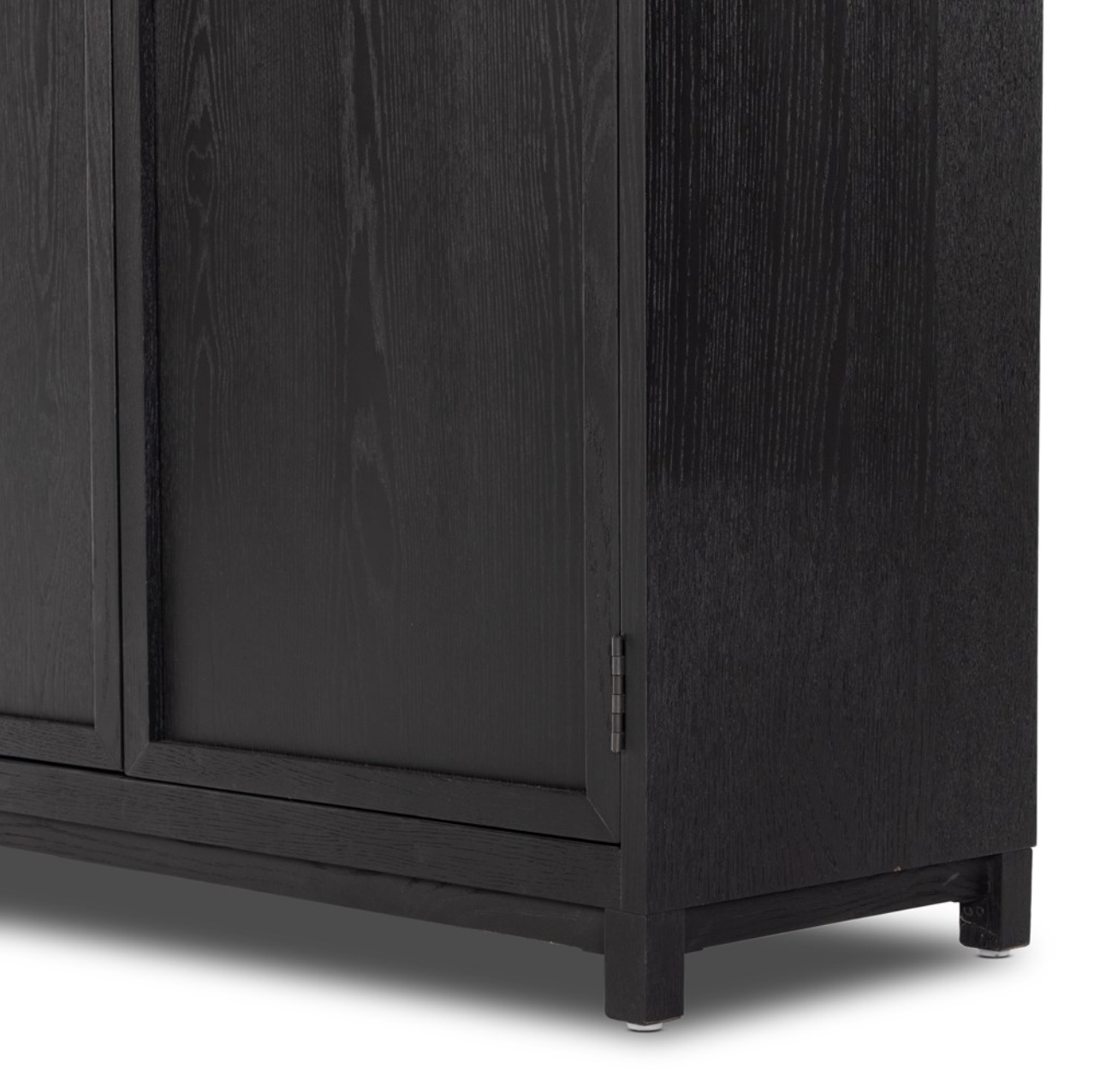 Kadence 95" Oak + Glass Door Double Cabinet - Matte Black + Oak