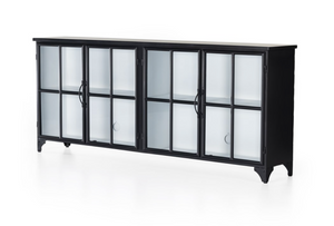 Camille 95" Glass + Iron Sideboard