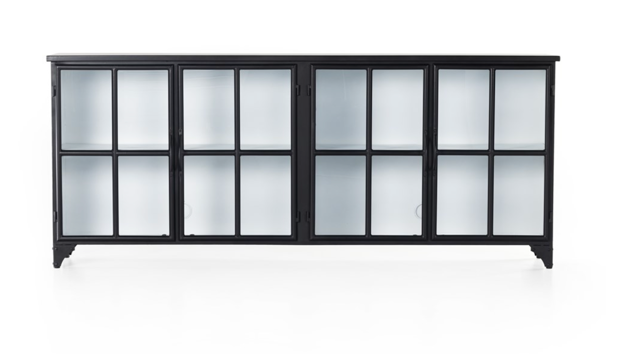 Camille 95" Glass + Iron Sideboard