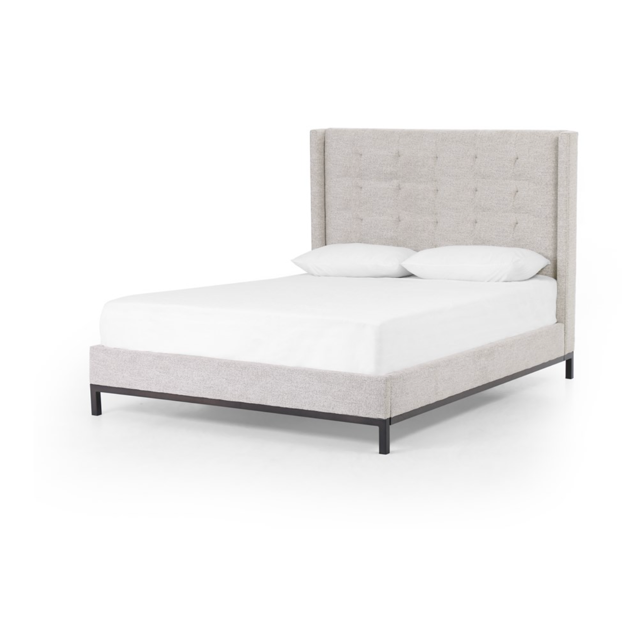 Newton 81" Tufted King Bed - Performance Plushtone Linen