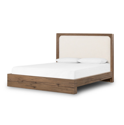 Kade 82" King Oak Bed - Performance Ivory + Rustic Grey