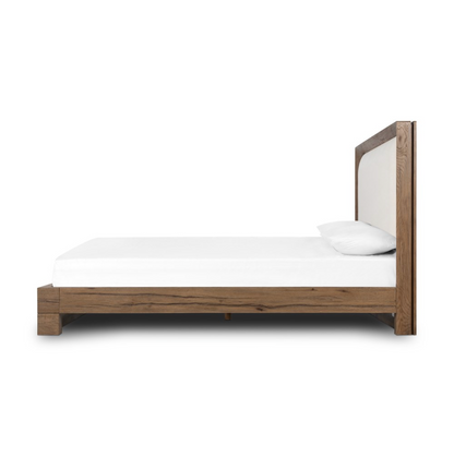 Kade 82" King Oak Bed - Performance Ivory + Rustic Grey