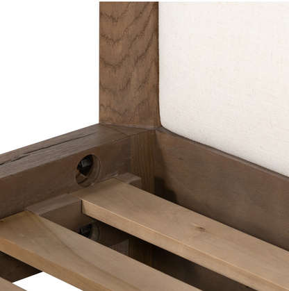 Kade 66" Queen Oak Bed - Performance Ivory + Rustic Grey