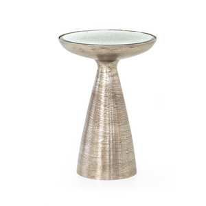 Marcelo 16" Pedestal Table - Brushed Nickel