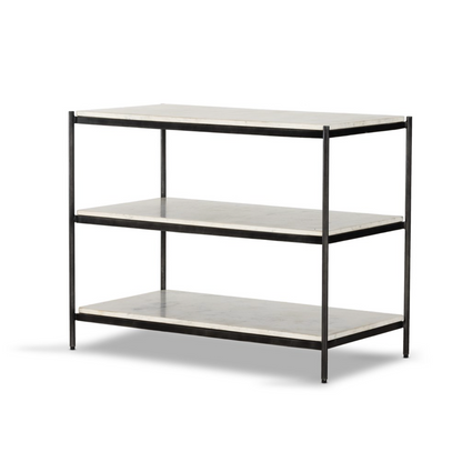 Felipe 33" Marble Nightstand - Hammered Gray Iron + Cloud