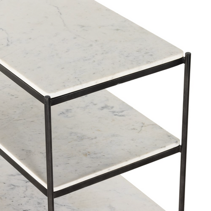 Felipe 33" Marble Nightstand - Hammered Gray Iron + Cloud