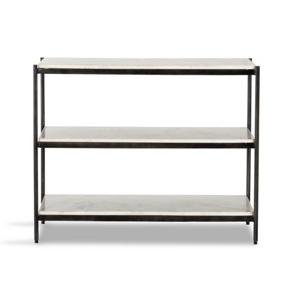 Felipe 33" Marble Nightstand - Hammered Gray Iron + Cloud