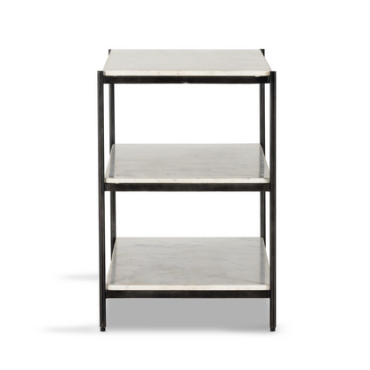 Felipe 33" Marble Nightstand - Hammered Gray Iron + Cloud