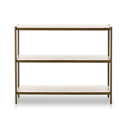 Felipe 33" Marble Nightstand - Antique Brass + Cloud