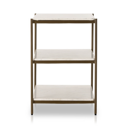 Felipe 33" Marble Nightstand - Antique Brass + Cloud