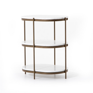 Felipe 22" Marble Nightstand - Antique Brass + Polished White