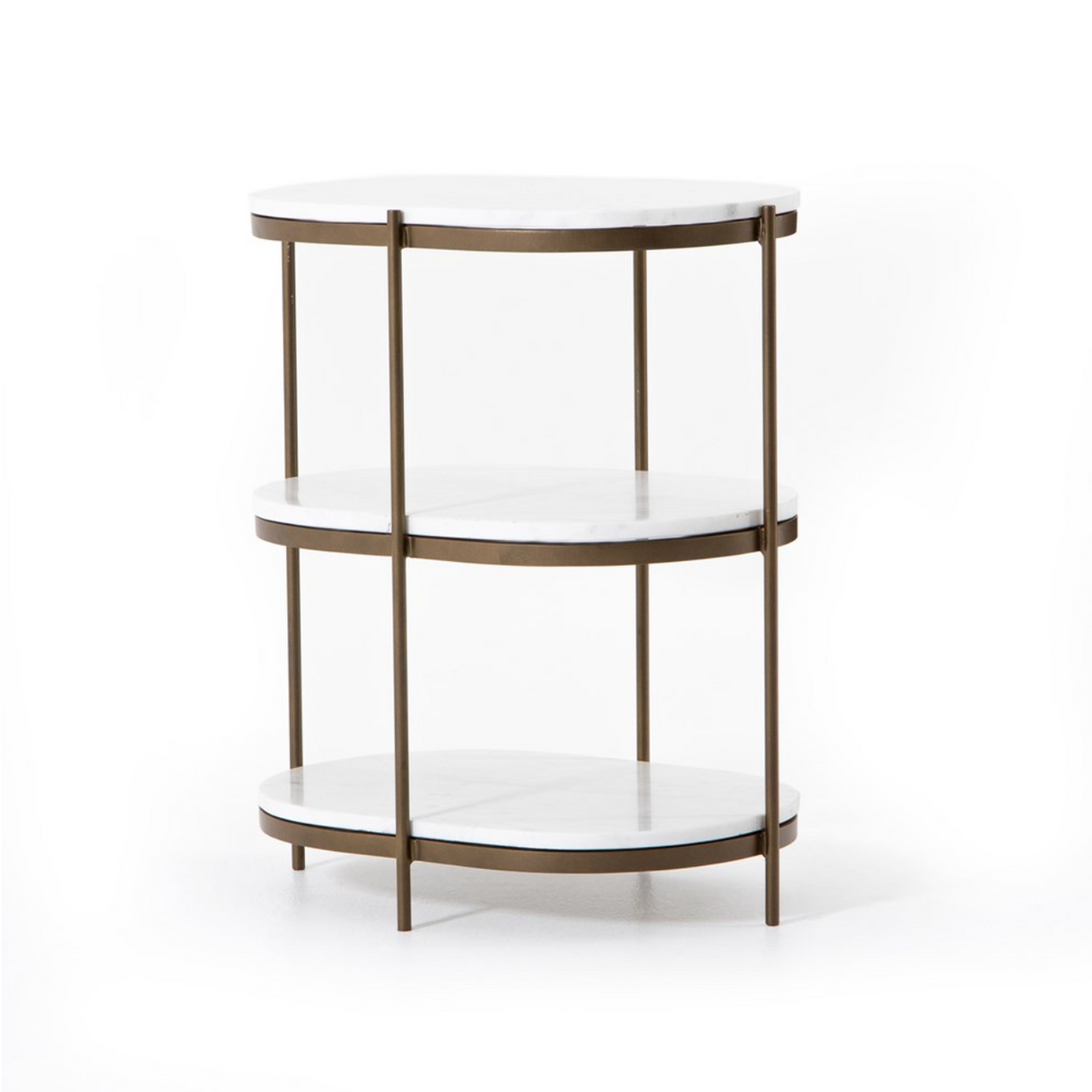 Felipe 22" Marble Nightstand - Antique Brass + Polished White