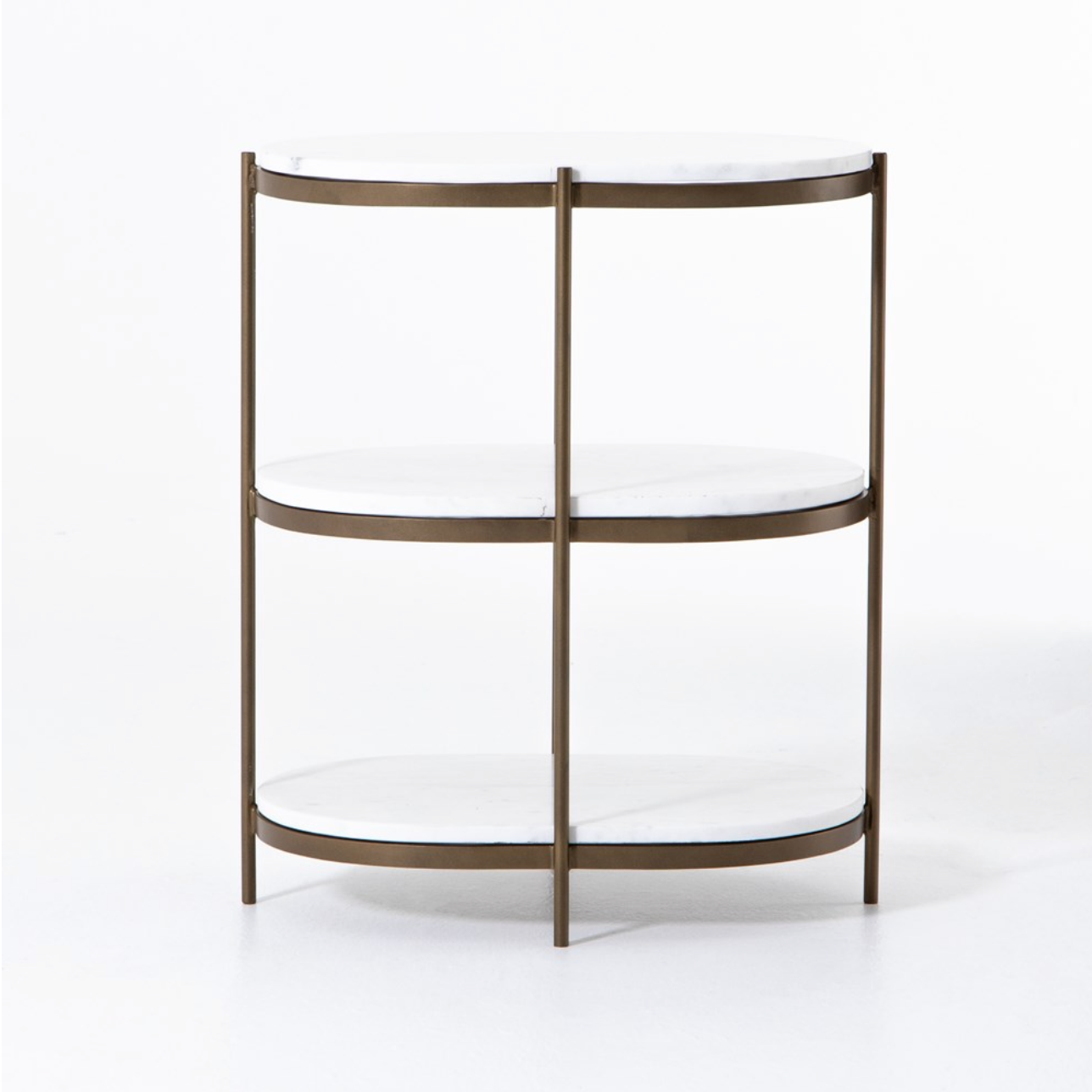 Felipe 22" Marble Nightstand - Antique Brass + Polished White