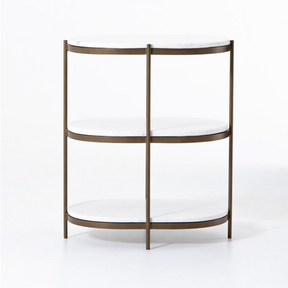 Felipe 22" Marble Nightstand - Antique Brass + Polished White