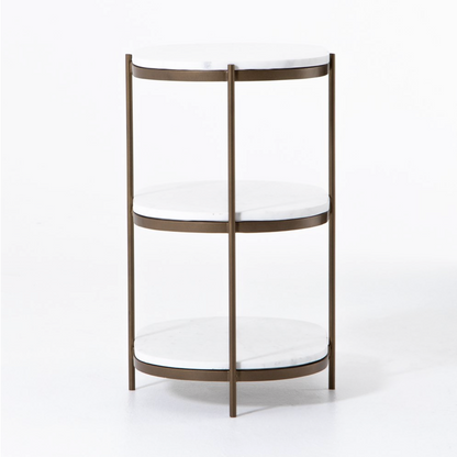 Felipe 22" Marble Nightstand - Antique Brass + Polished White