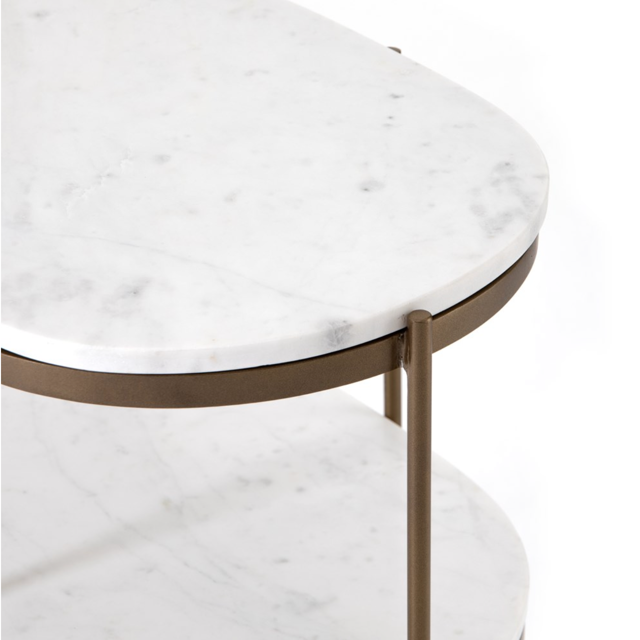 Felipe 22" Marble Nightstand - Antique Brass + Polished White