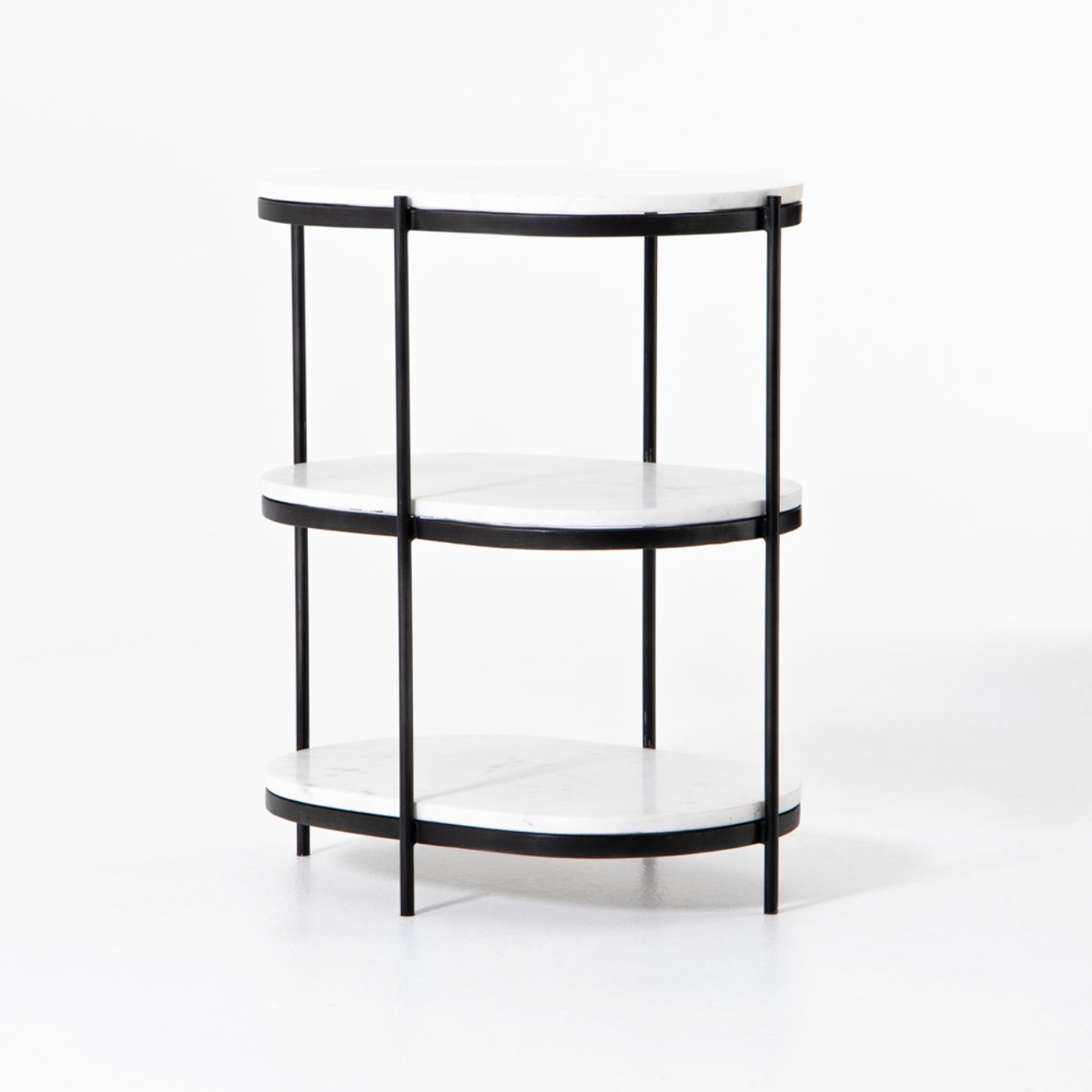 Felipe 22" Marble Nightstand - Hammered Gray Iron + Polished White