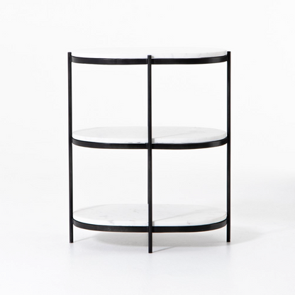 Felipe 22" Marble Nightstand - Hammered Gray Iron + Polished White