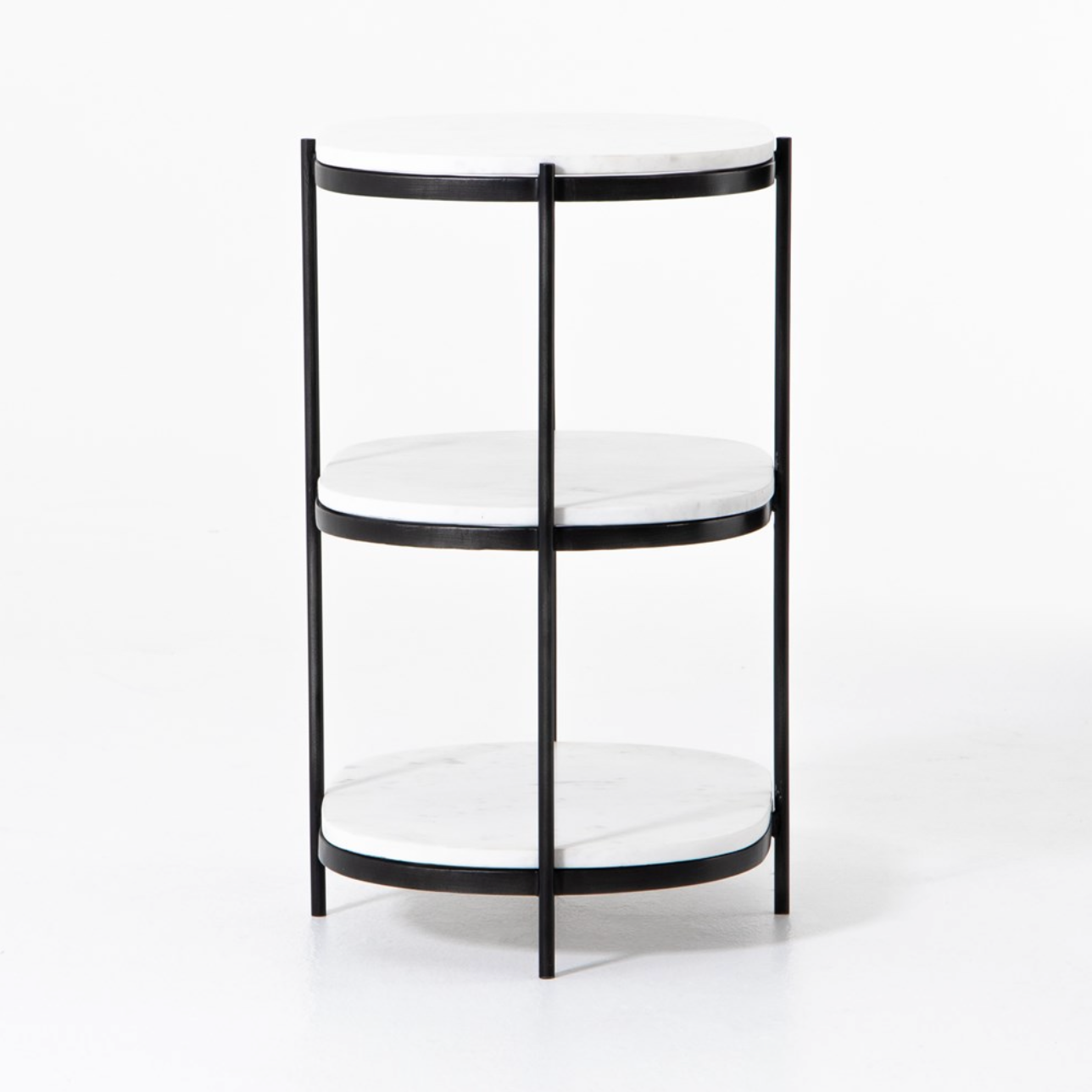Felipe 22" Marble Nightstand - Hammered Gray Iron + Polished White