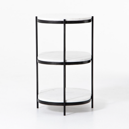 Felipe 22" Marble Nightstand - Hammered Gray Iron + Polished White