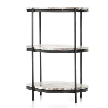 Felipe 22" Marble Nightstand - Hammered Gray Iron + Canyon