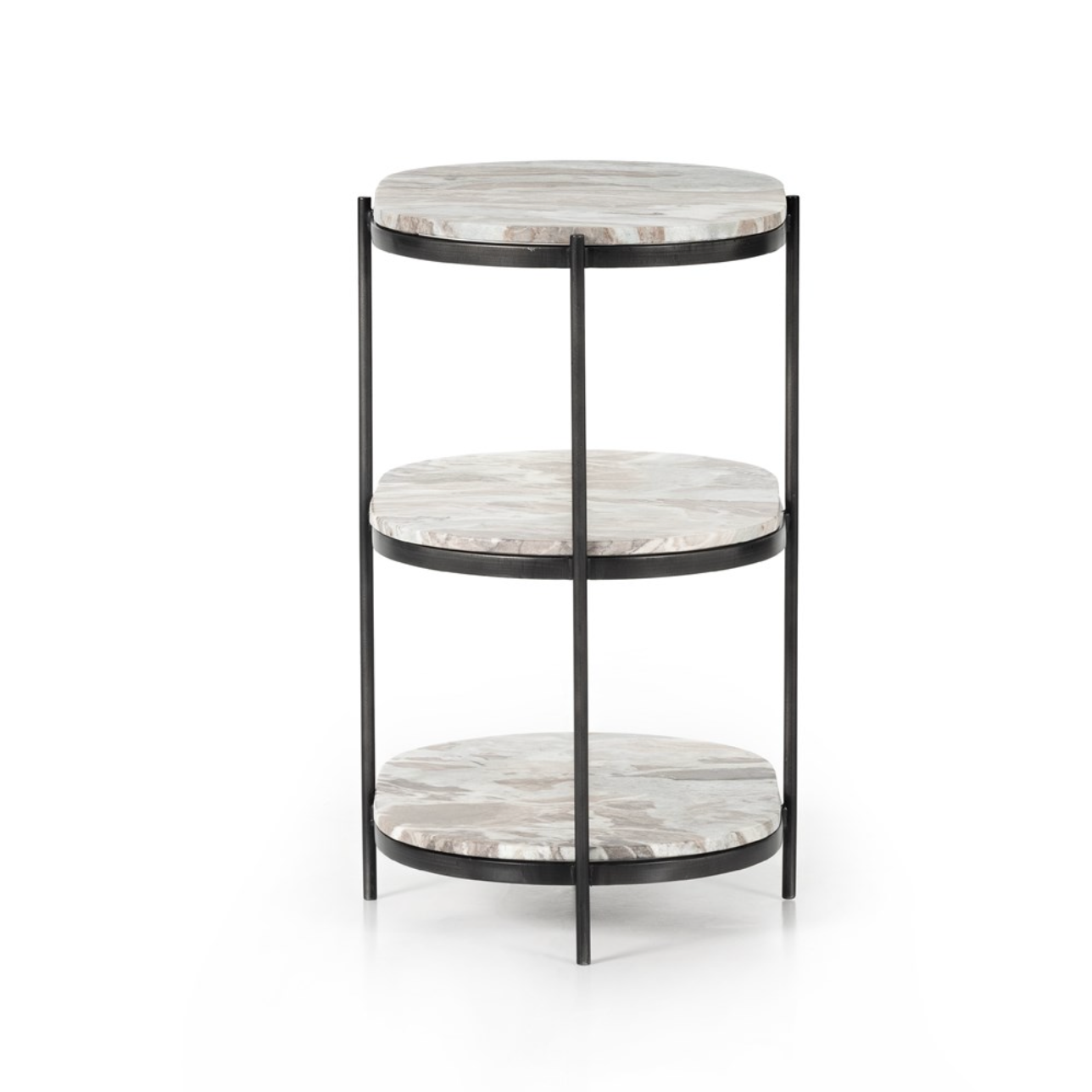 Felipe 22" Marble Nightstand - Hammered Gray Iron + Canyon