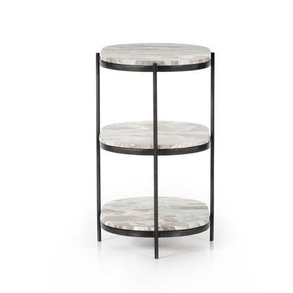 Felipe 22" Marble Nightstand - Hammered Gray Iron + Canyon