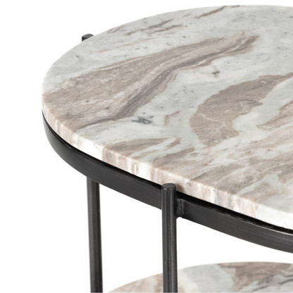 Felipe 22" Marble Nightstand - Hammered Gray Iron + Canyon