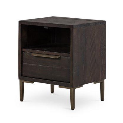 Willow 19" Reclaimed Pine Nightstand - Dark Carbon + Iron